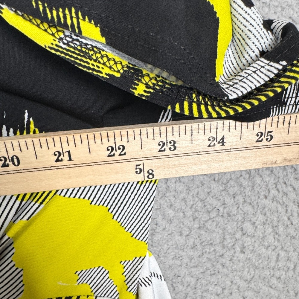 Clara Sunwoo Top Womens 1X Black Yellow Abstract Artsy Stretch‎ Tie Waist Blouse - Picture 10 of 11